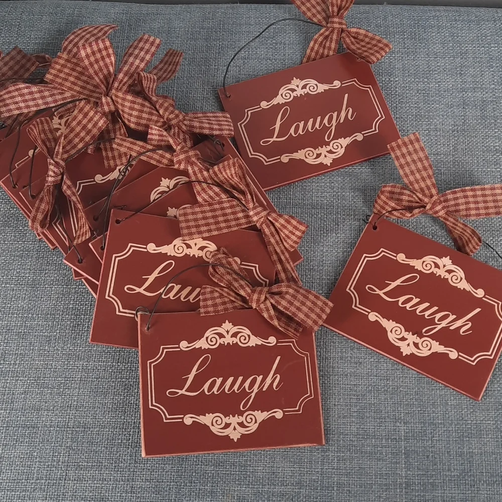 Laugh Wood Ornament Wine Bottle Tag Wedding Table Decoration Gift Tag Decor